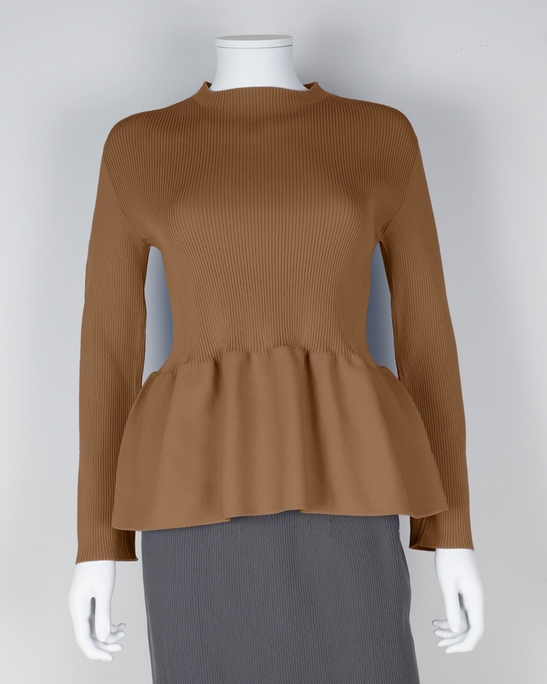 Long-sleeved peplum pullover