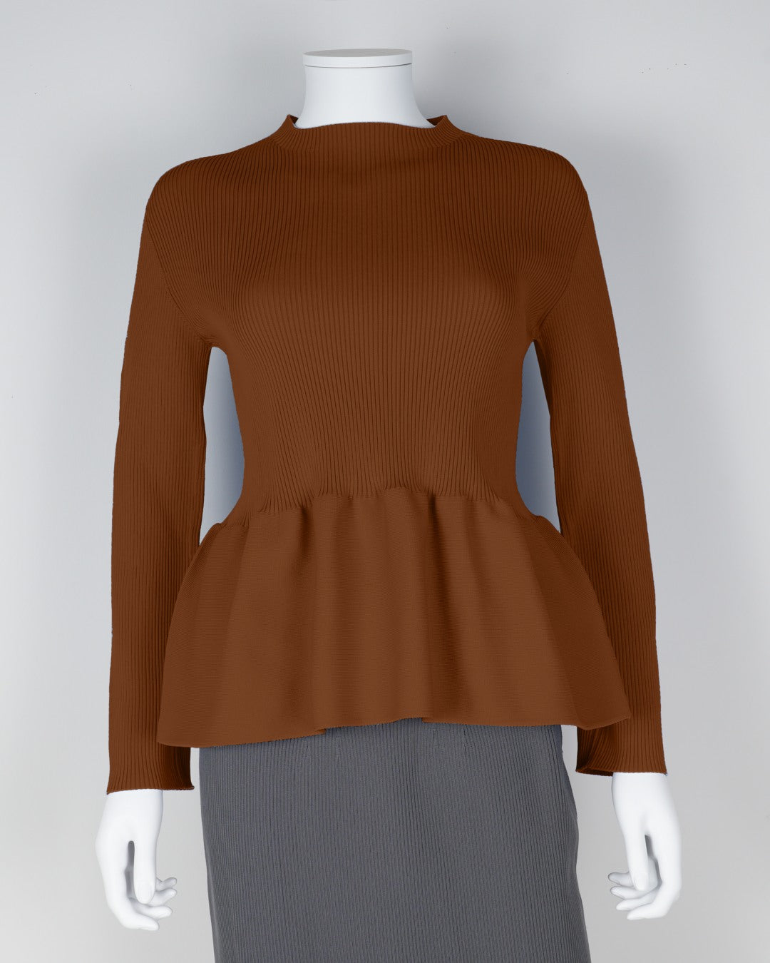 Long-sleeved peplum pullover