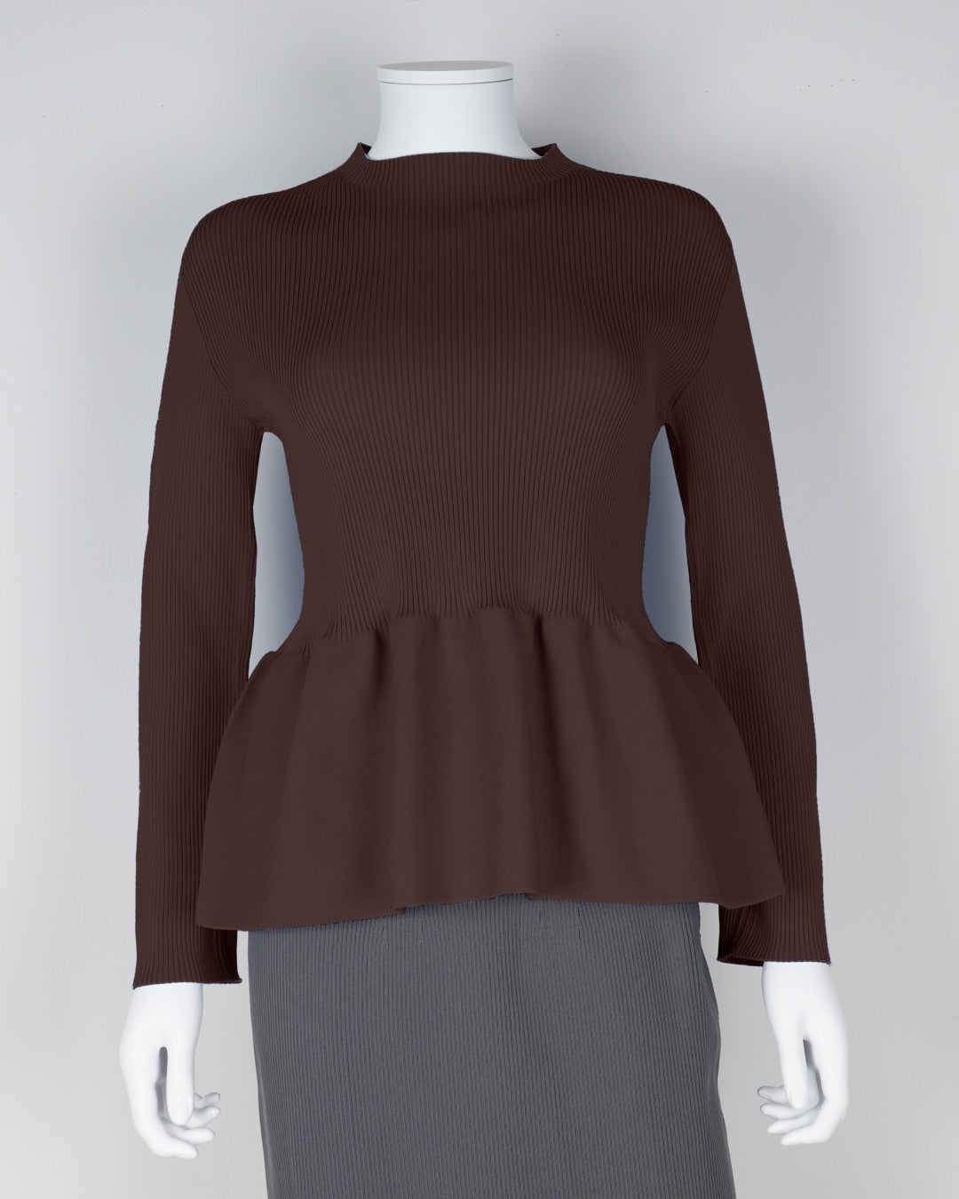 Long-sleeved peplum pullover