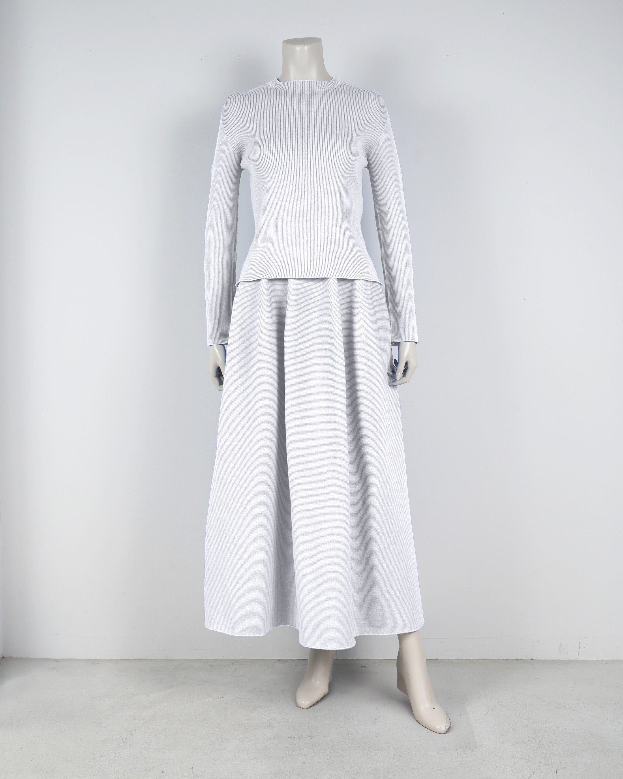 【ベストセラー】長袖リブプルオーバー×コクーンスカート【返品交換対象商品】