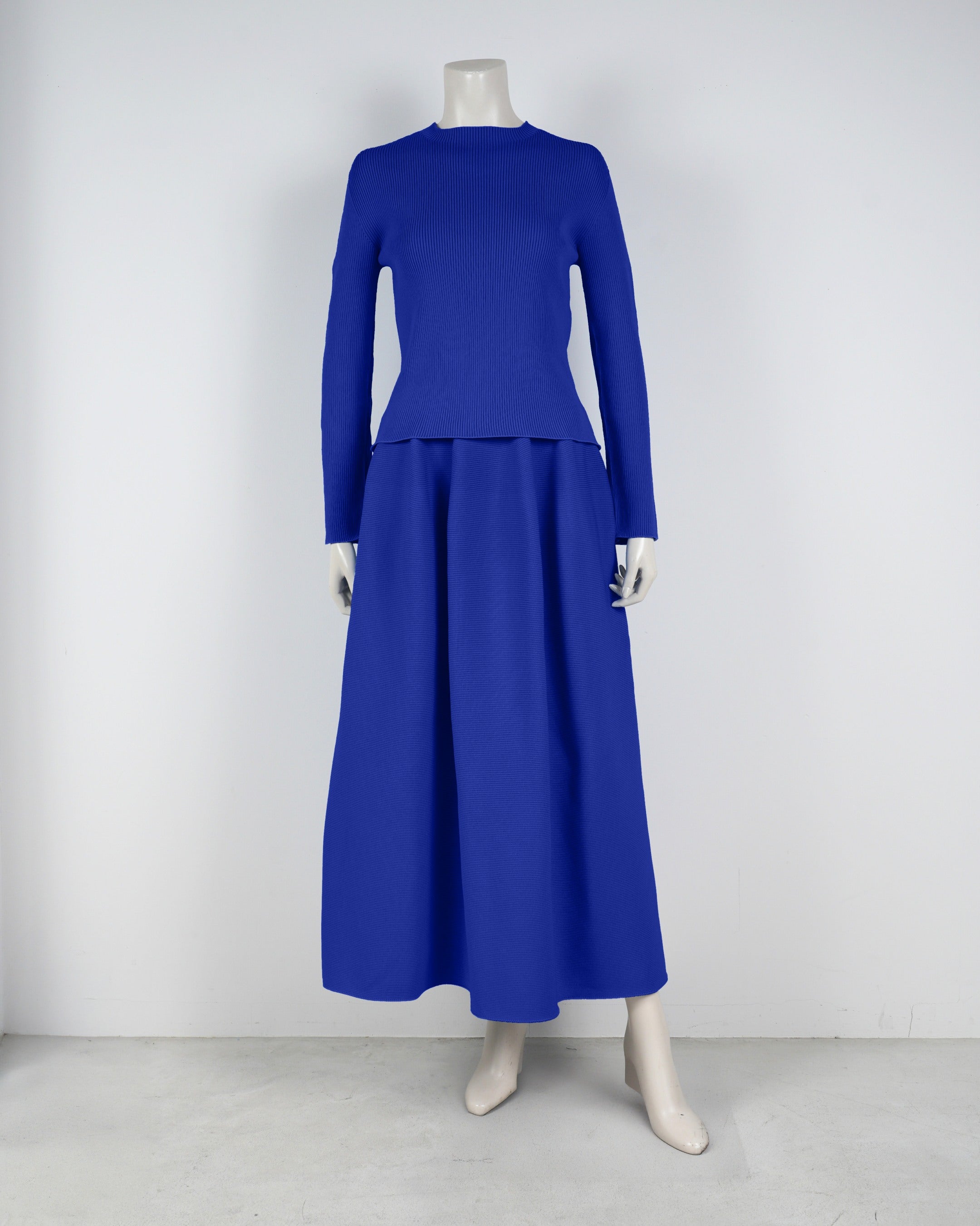 【ベストセラー】長袖リブプルオーバー×コクーンスカート【返品交換対象商品】