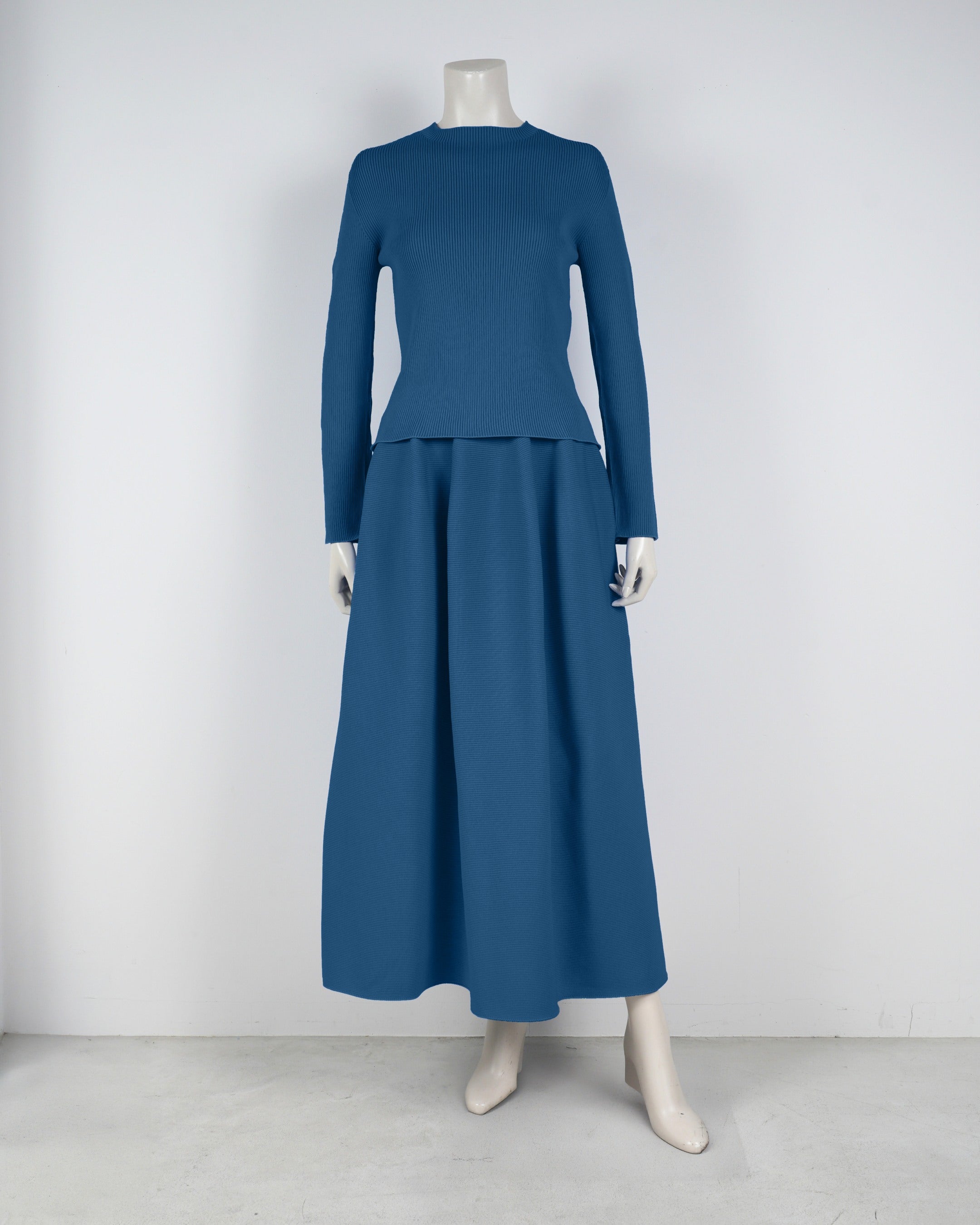 【ベストセラー】長袖リブプルオーバー×コクーンスカート【返品交換対象商品】