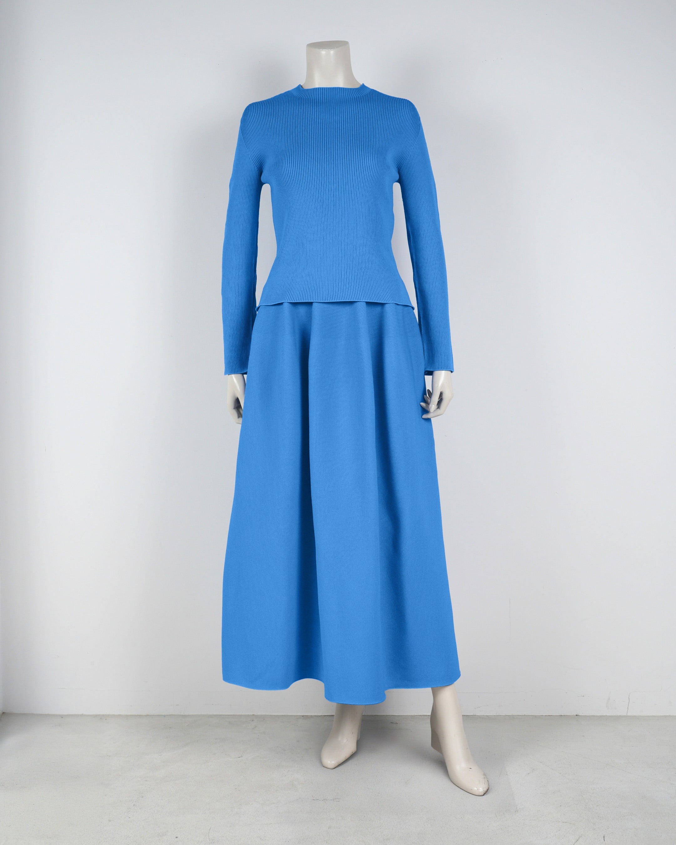 【ベストセラー】長袖リブプルオーバー×コクーンスカート【返品交換対象商品】