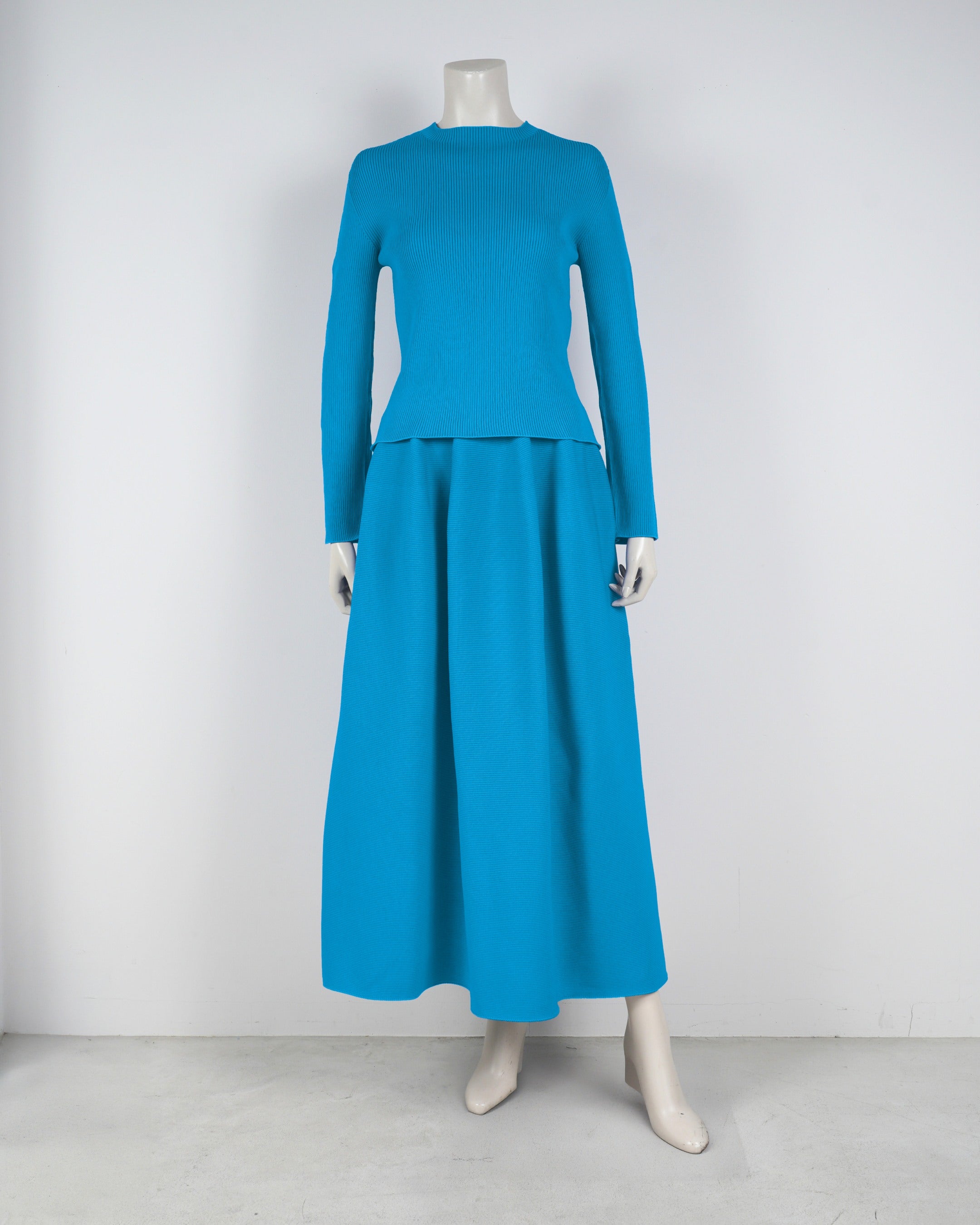 【ベストセラー】長袖リブプルオーバー×コクーンスカート【返品交換対象商品】