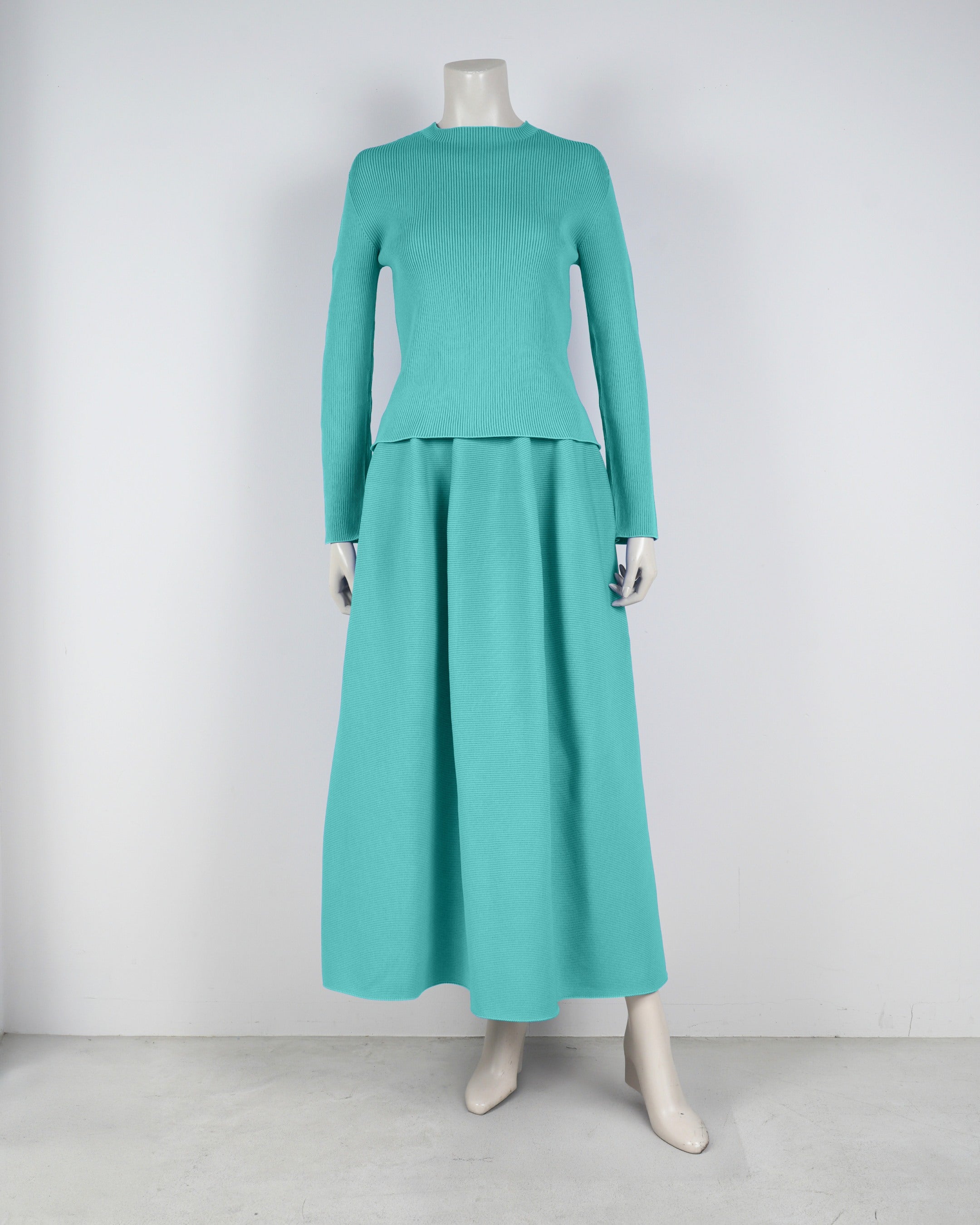 【ベストセラー】長袖リブプルオーバー×コクーンスカート【返品交換対象商品】