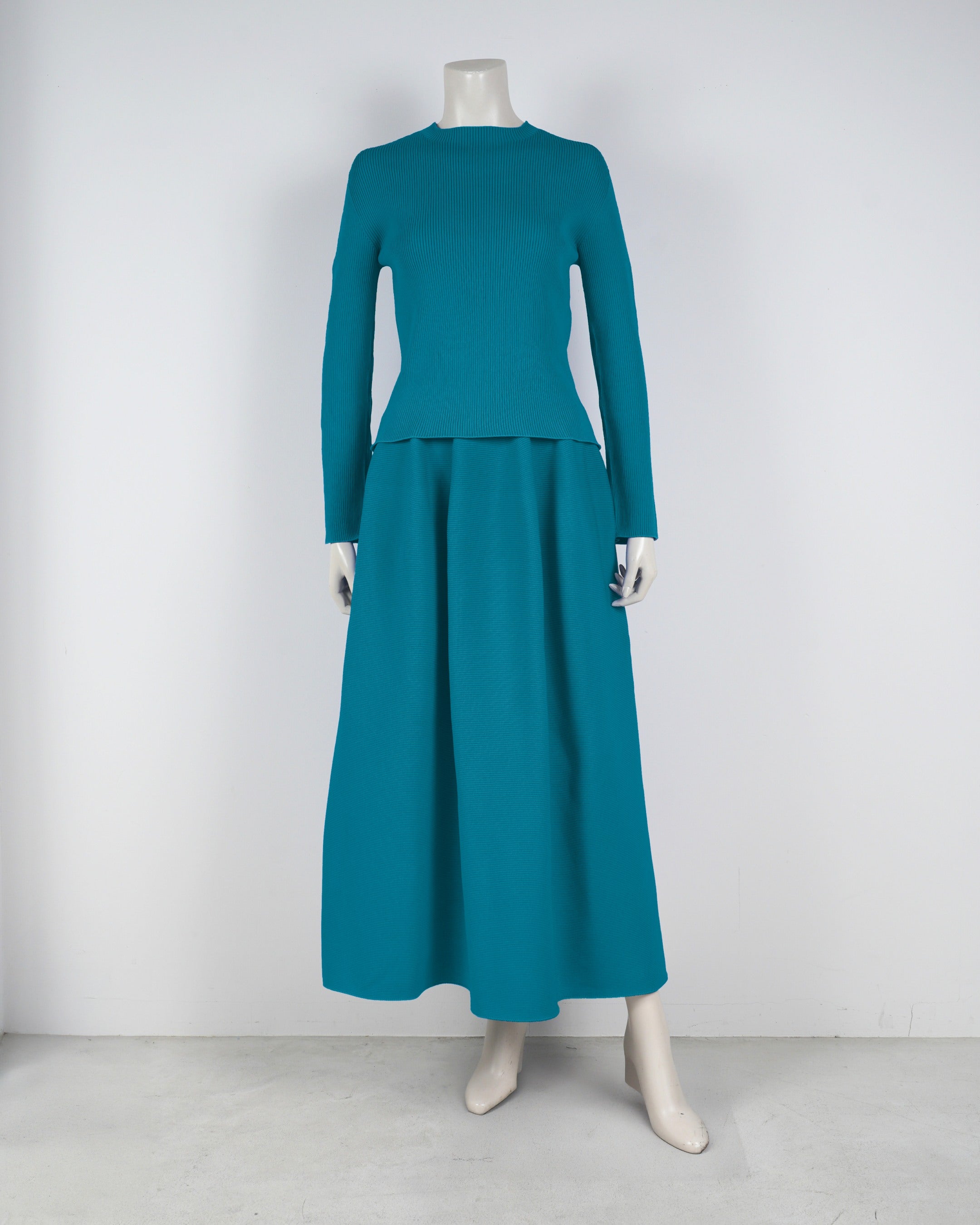 【ベストセラー】長袖リブプルオーバー×コクーンスカート【返品交換対象商品】