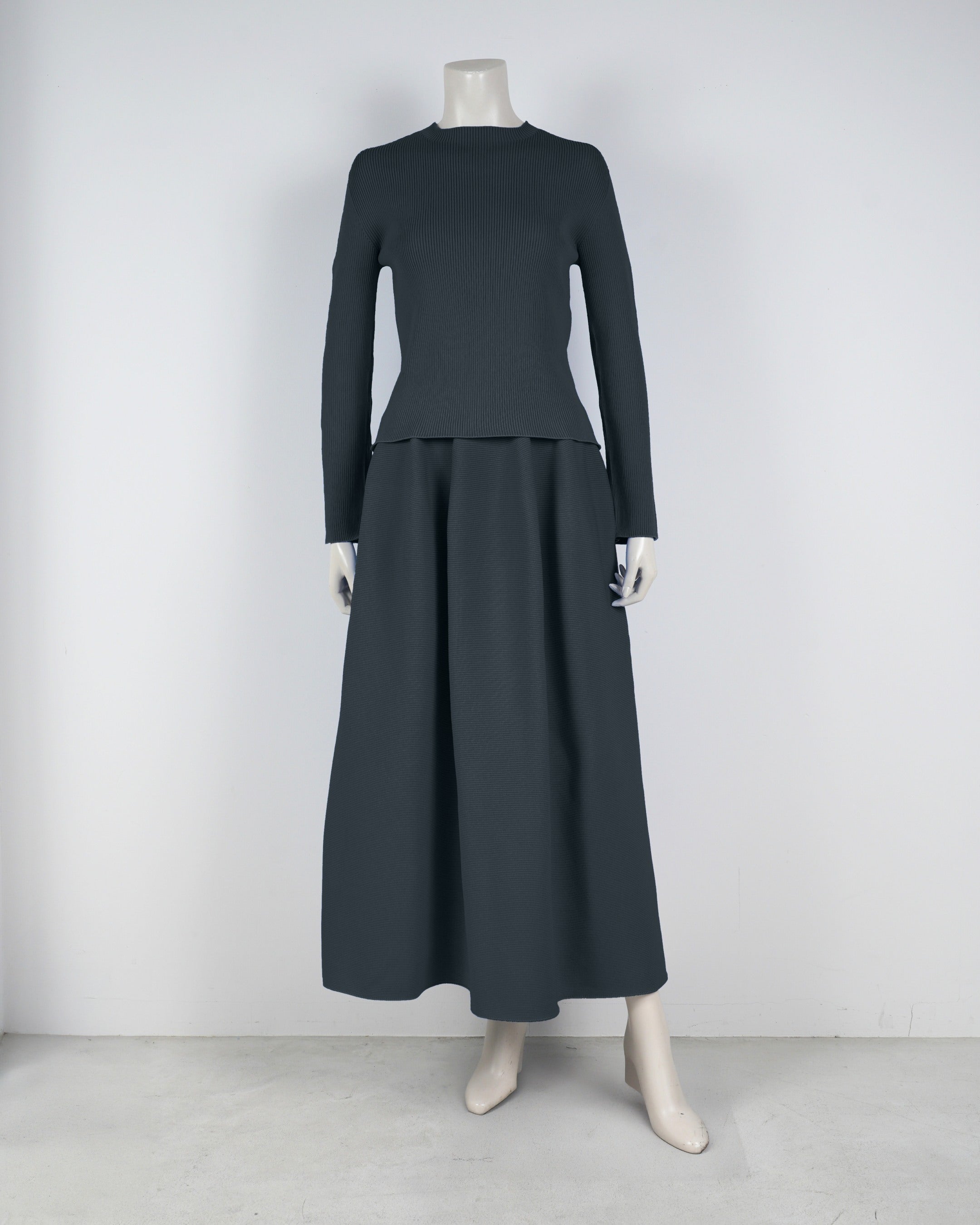 長袖リブ×コクーンスカート(セットアップ)【返品交換対象商品】