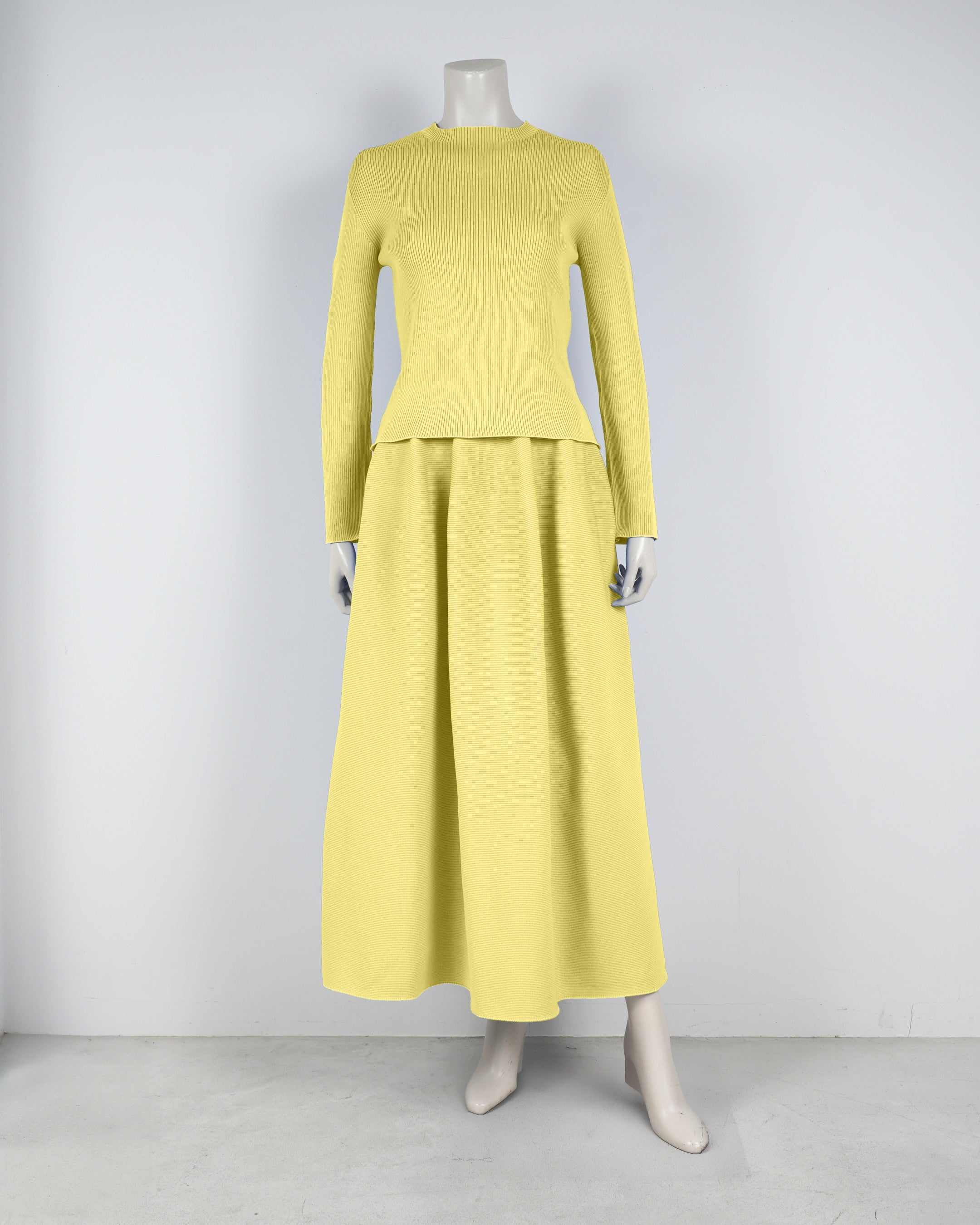 【ベストセラー】長袖リブプルオーバー×コクーンスカート【返品交換対象商品】