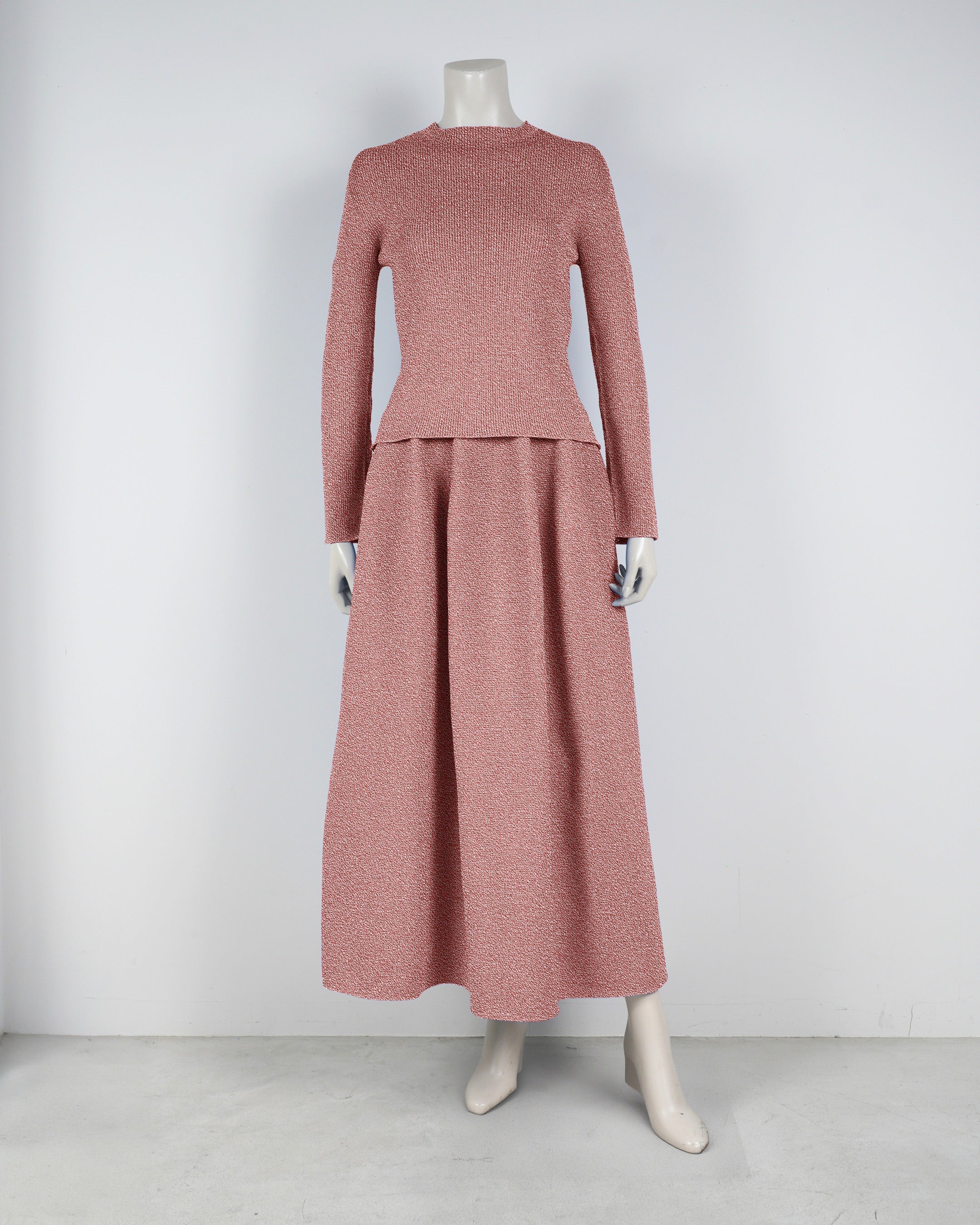 長袖リブ×コクーンスカート【返品交換対象商品】