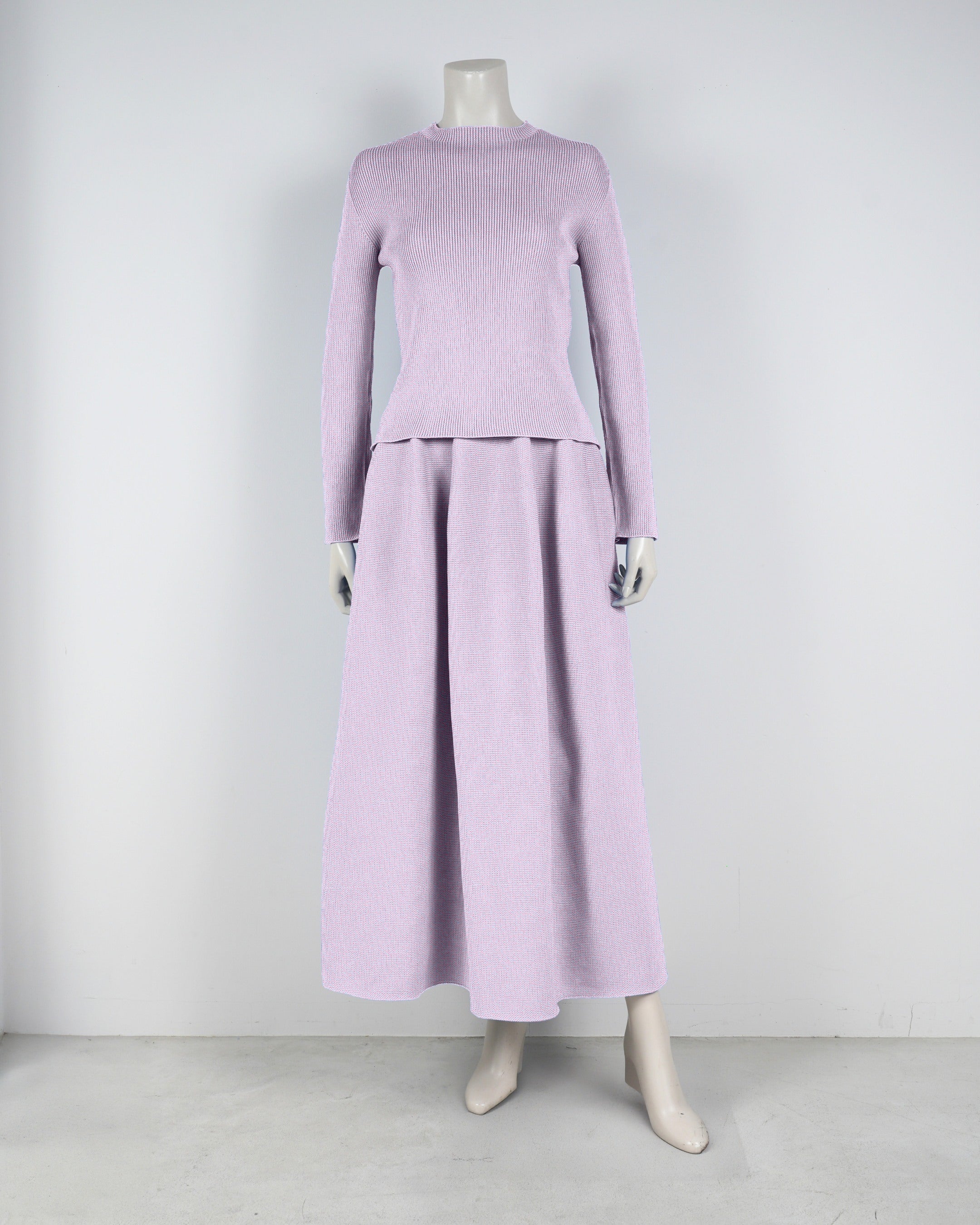 長袖リブ×コクーンスカート【返品交換対象商品】