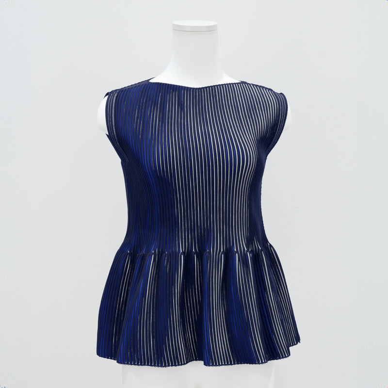 3D Pleats Nosleeve-peplum【Stock】