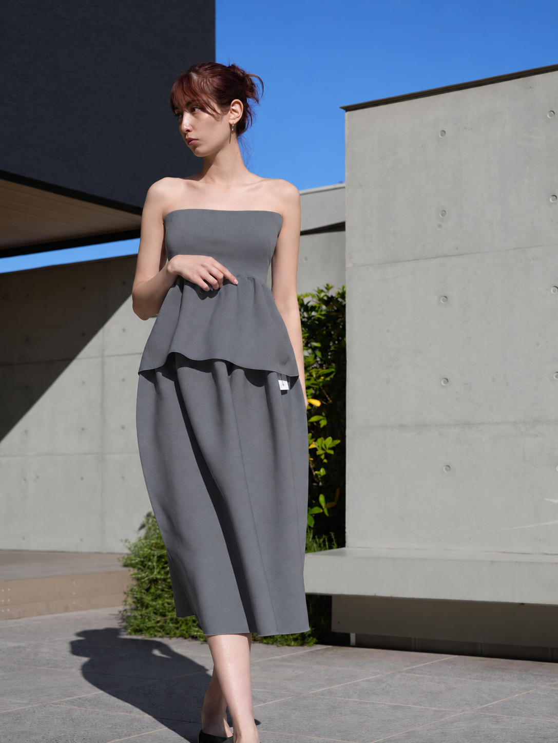 Strapless Peplum Top