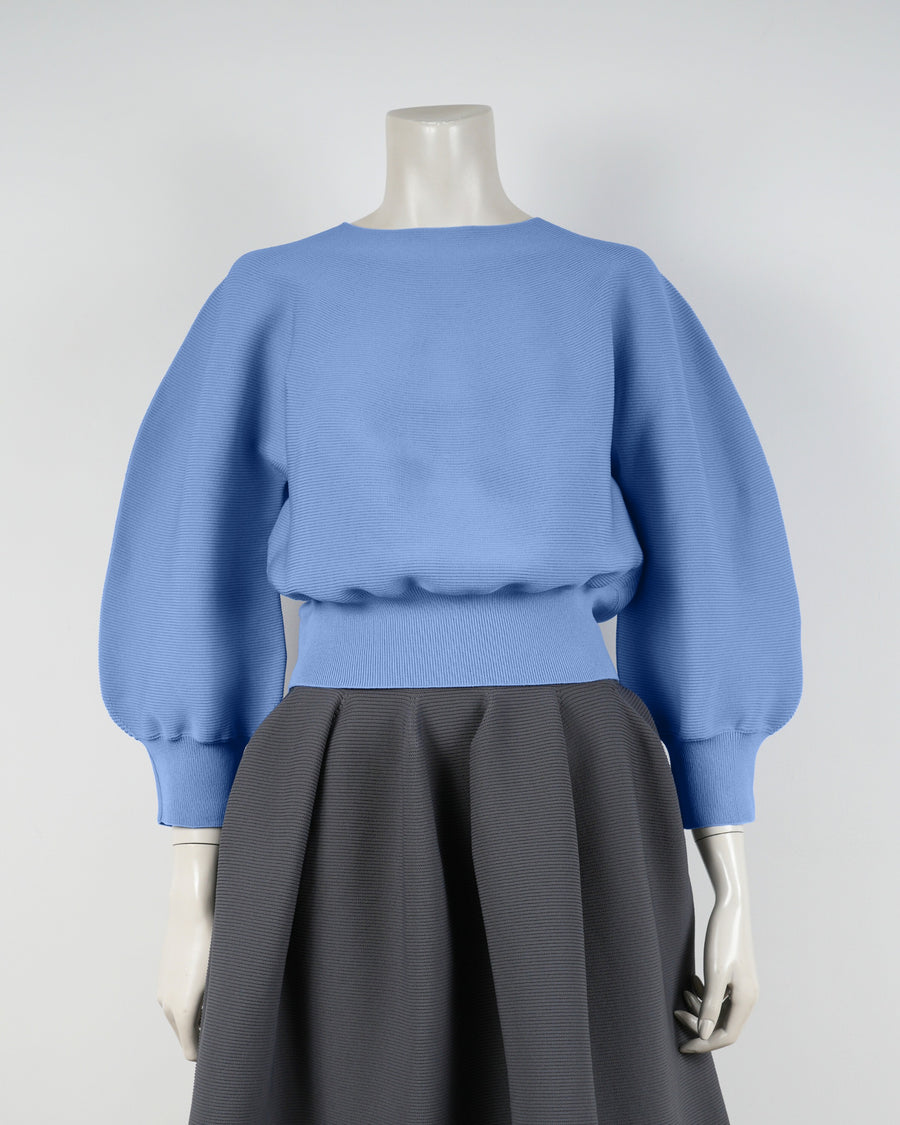 Long Sleeve Garter Stitch Pullover｜24.サックス