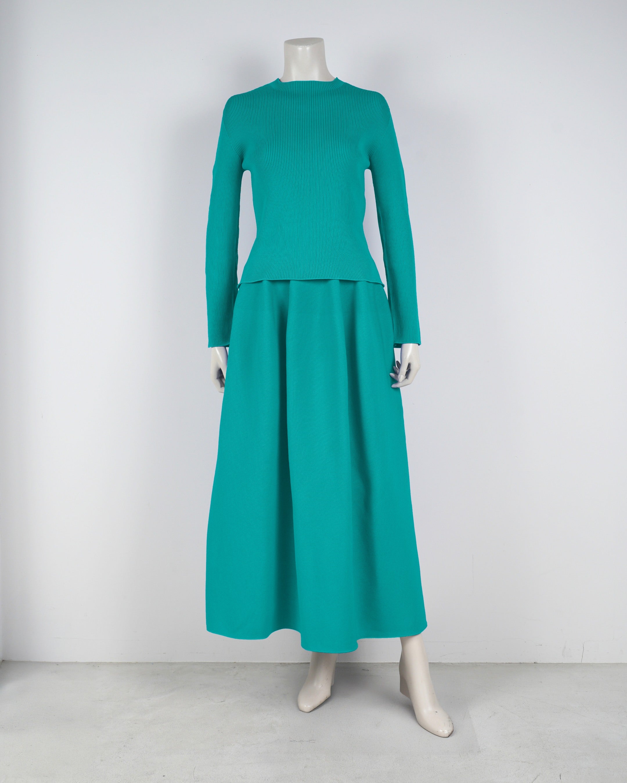 【ベストセラー】長袖リブプルオーバー×コクーンスカート【返品交換対象商品】