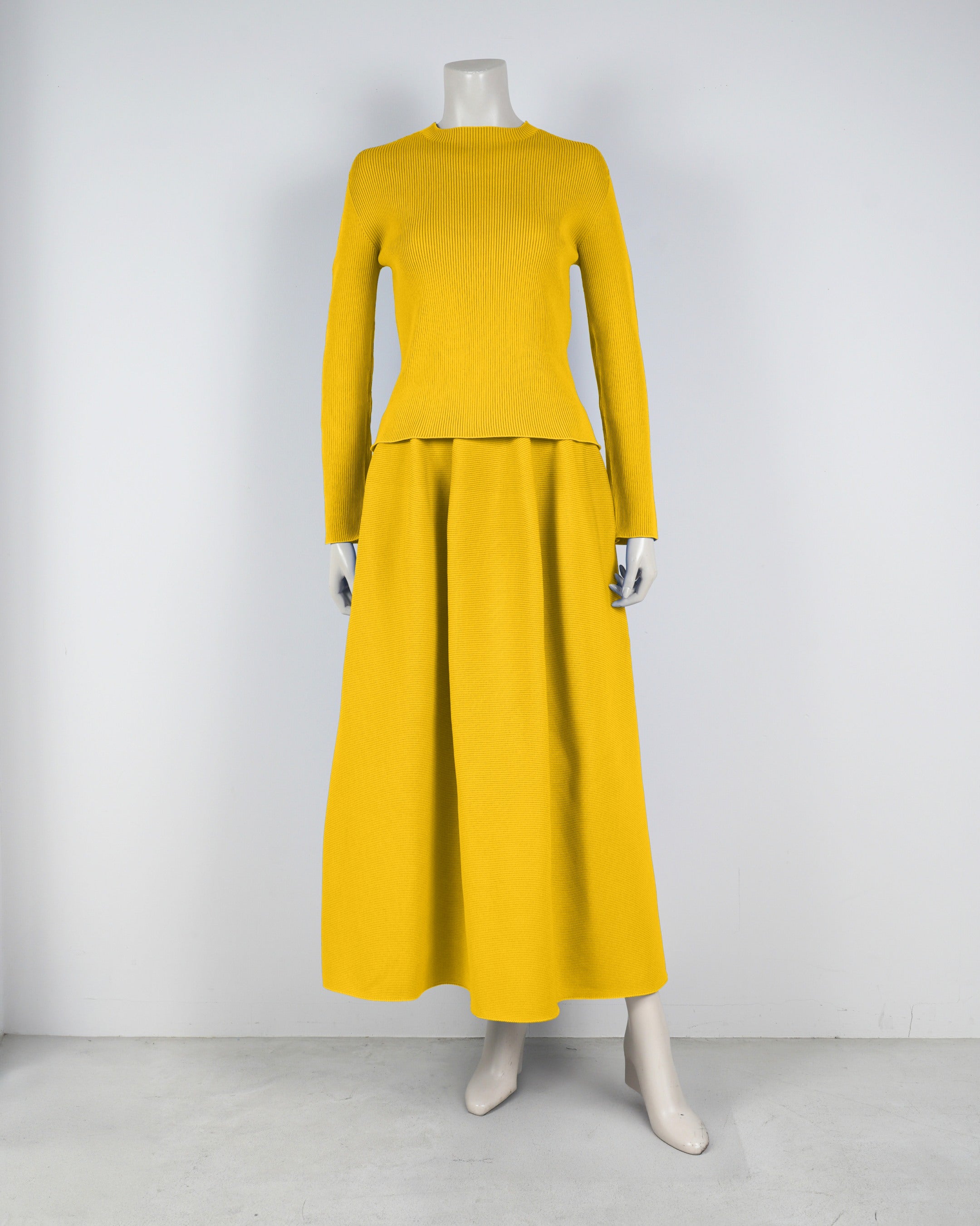 【ベストセラー】長袖リブプルオーバー×コクーンスカート【返品交換対象商品】