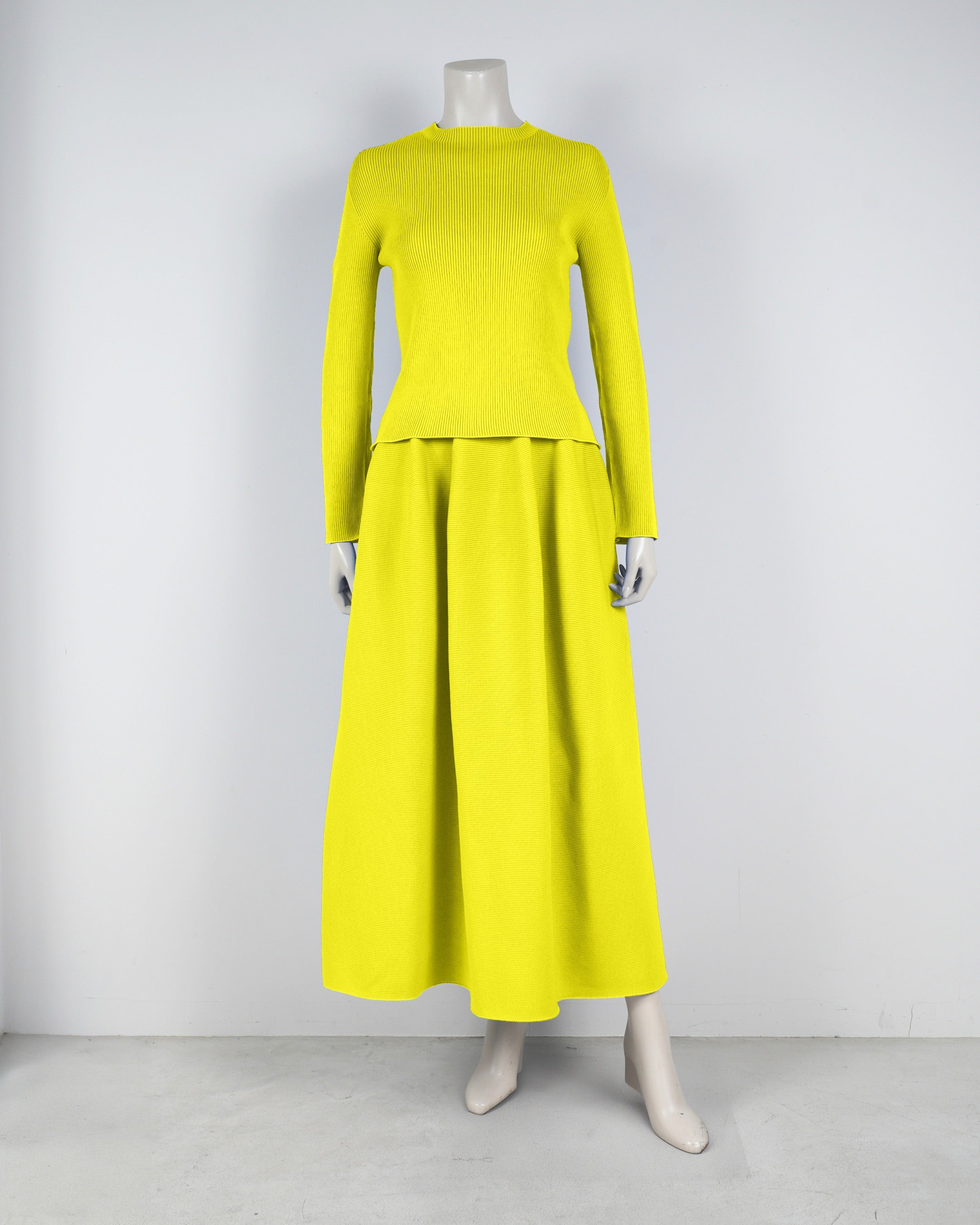 【ベストセラー】長袖リブプルオーバー×コクーンスカート【返品交換対象商品】