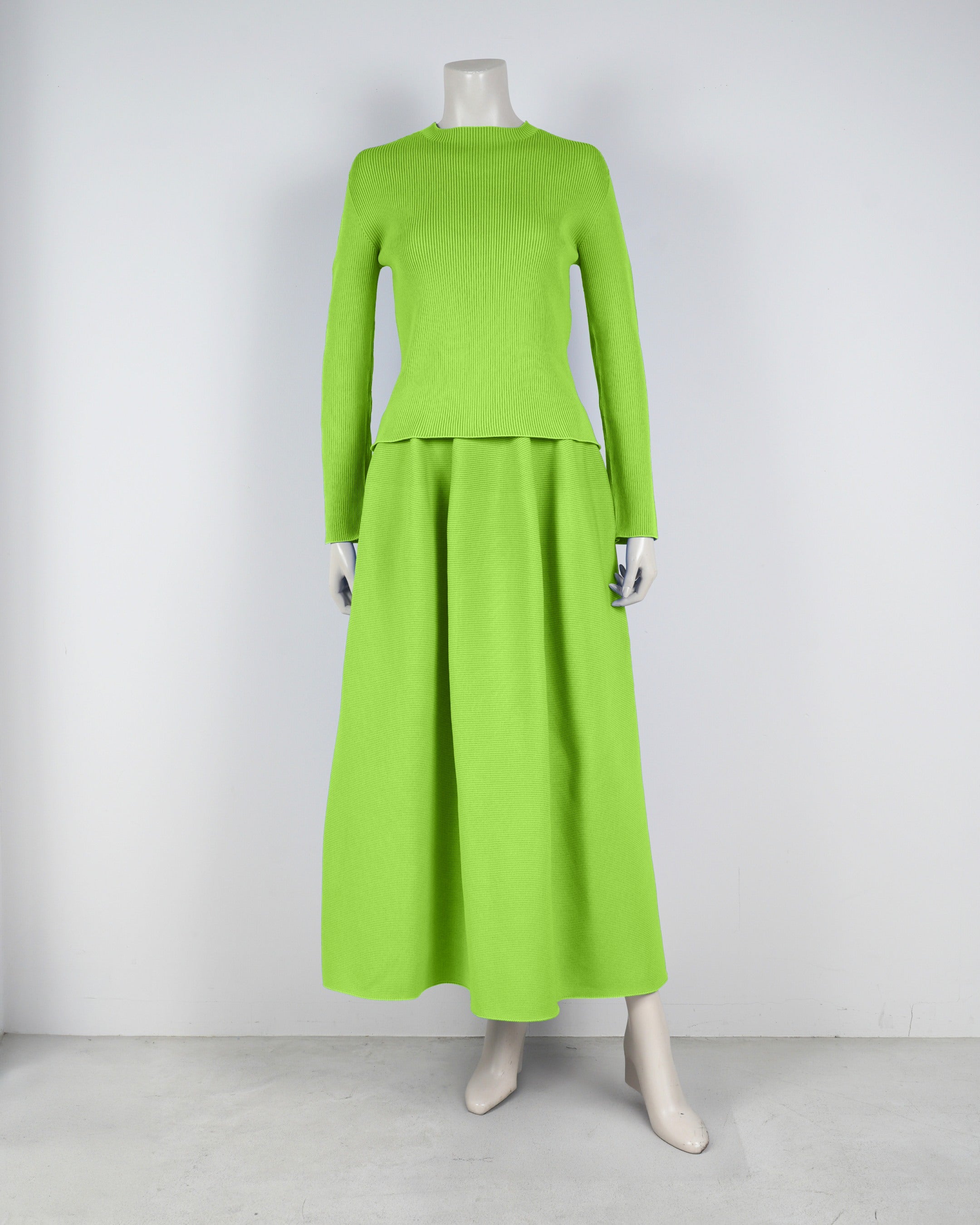 【ベストセラー】長袖リブプルオーバー×コクーンスカート【返品交換対象商品】