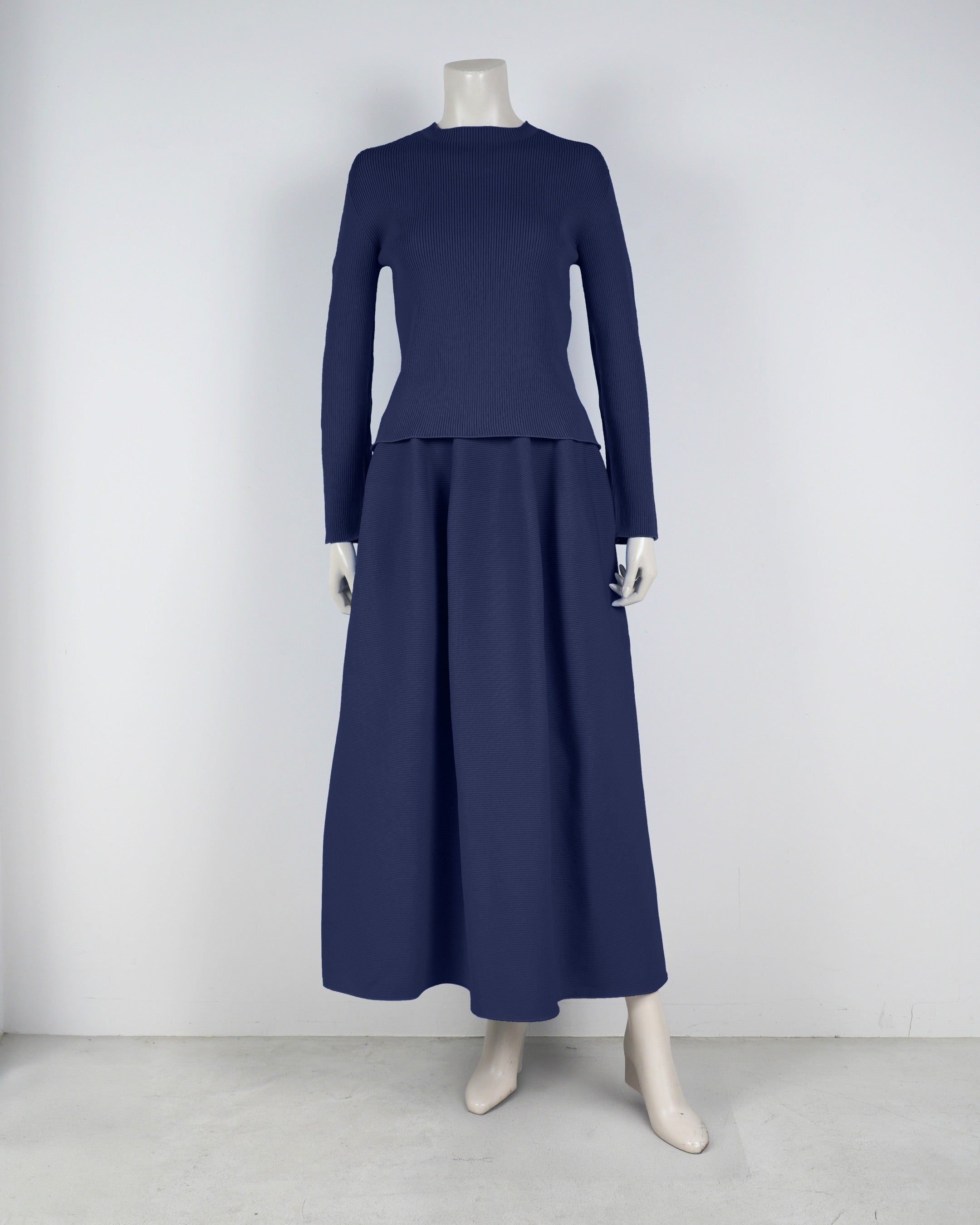 【ベストセラー】長袖リブプルオーバー×コクーンスカート【返品交換対象商品】