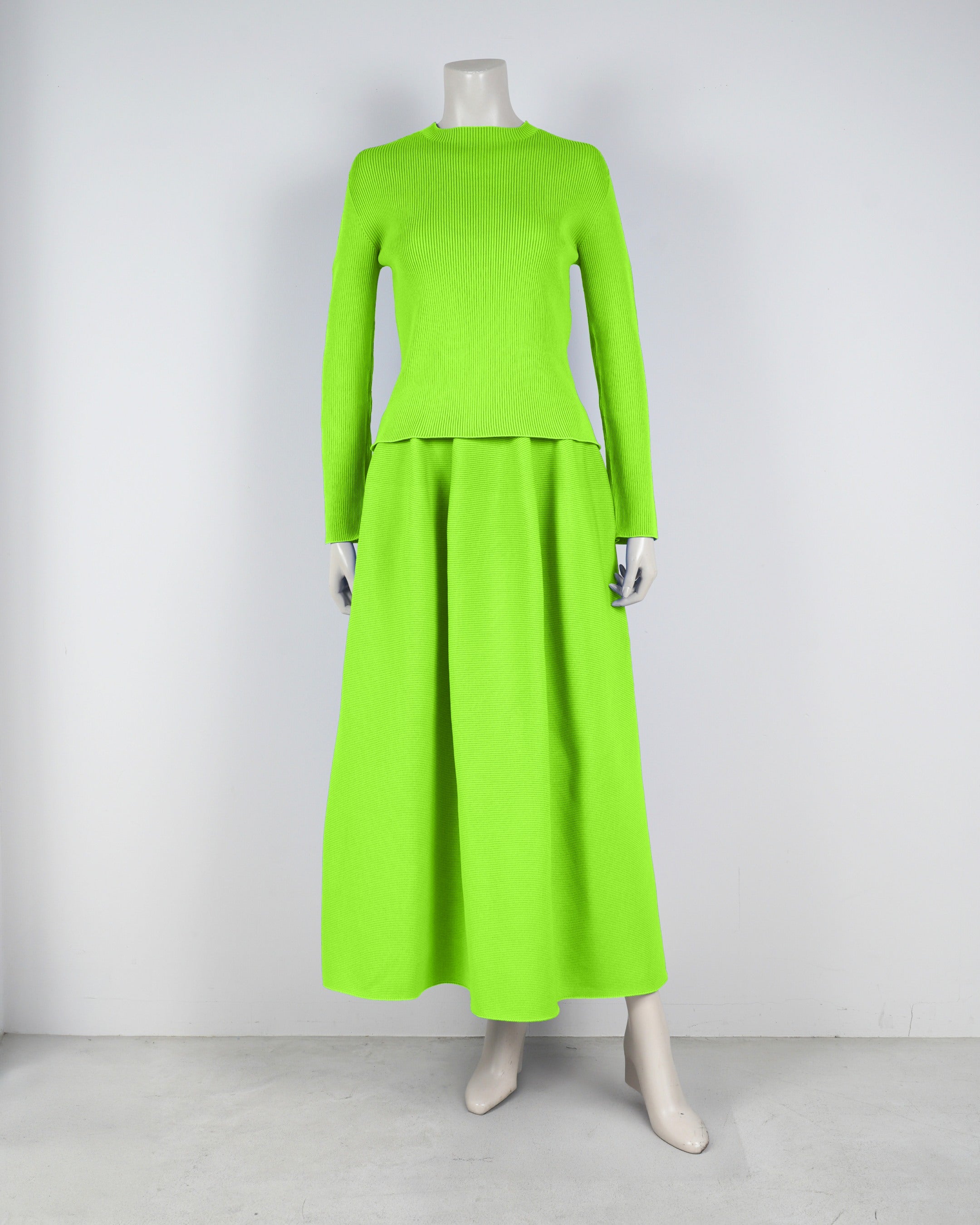 【ベストセラー】長袖リブプルオーバー×コクーンスカート【返品交換対象商品】