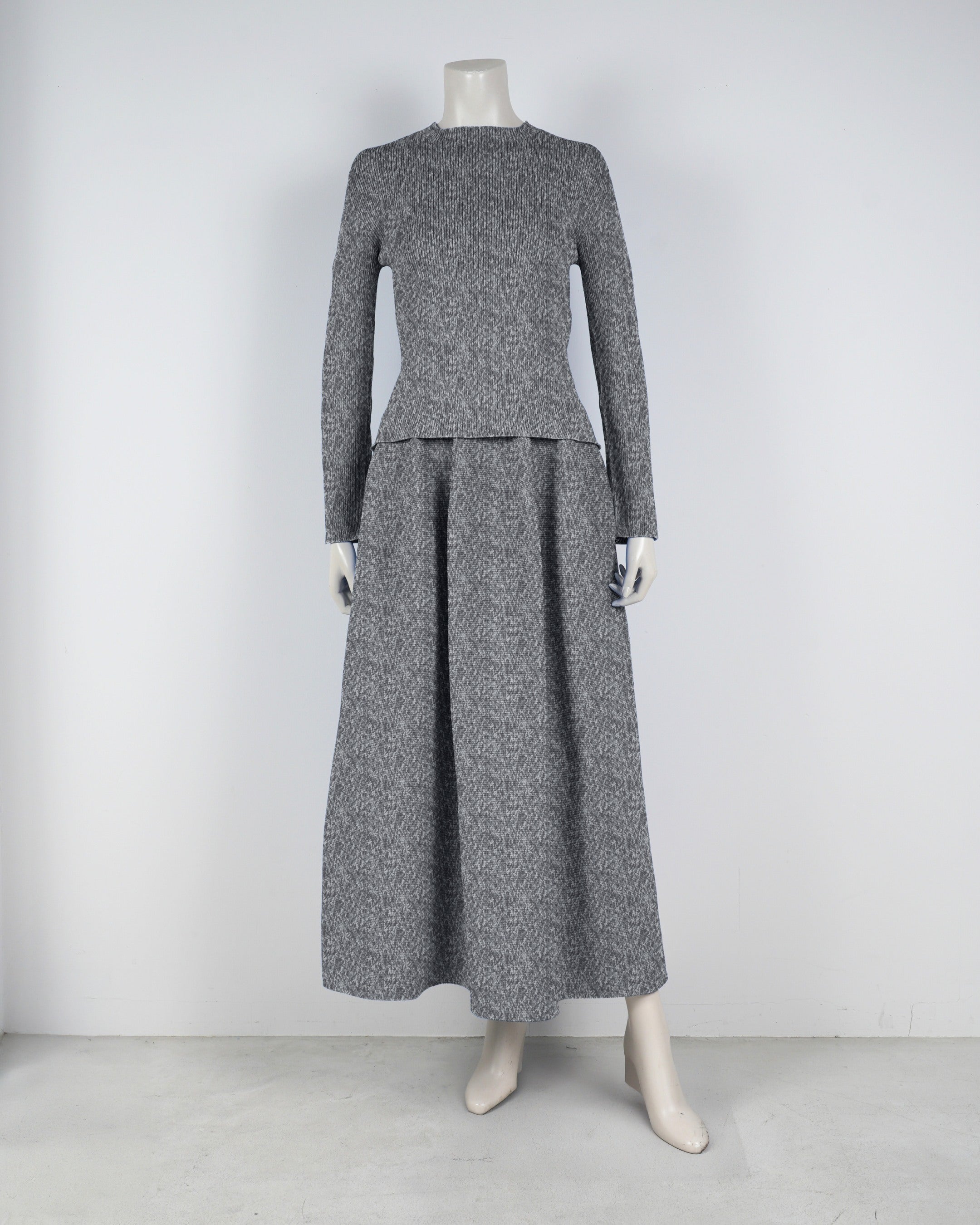 【ベストセラー】長袖リブプルオーバー×コクーンスカート【返品交換対象商品】