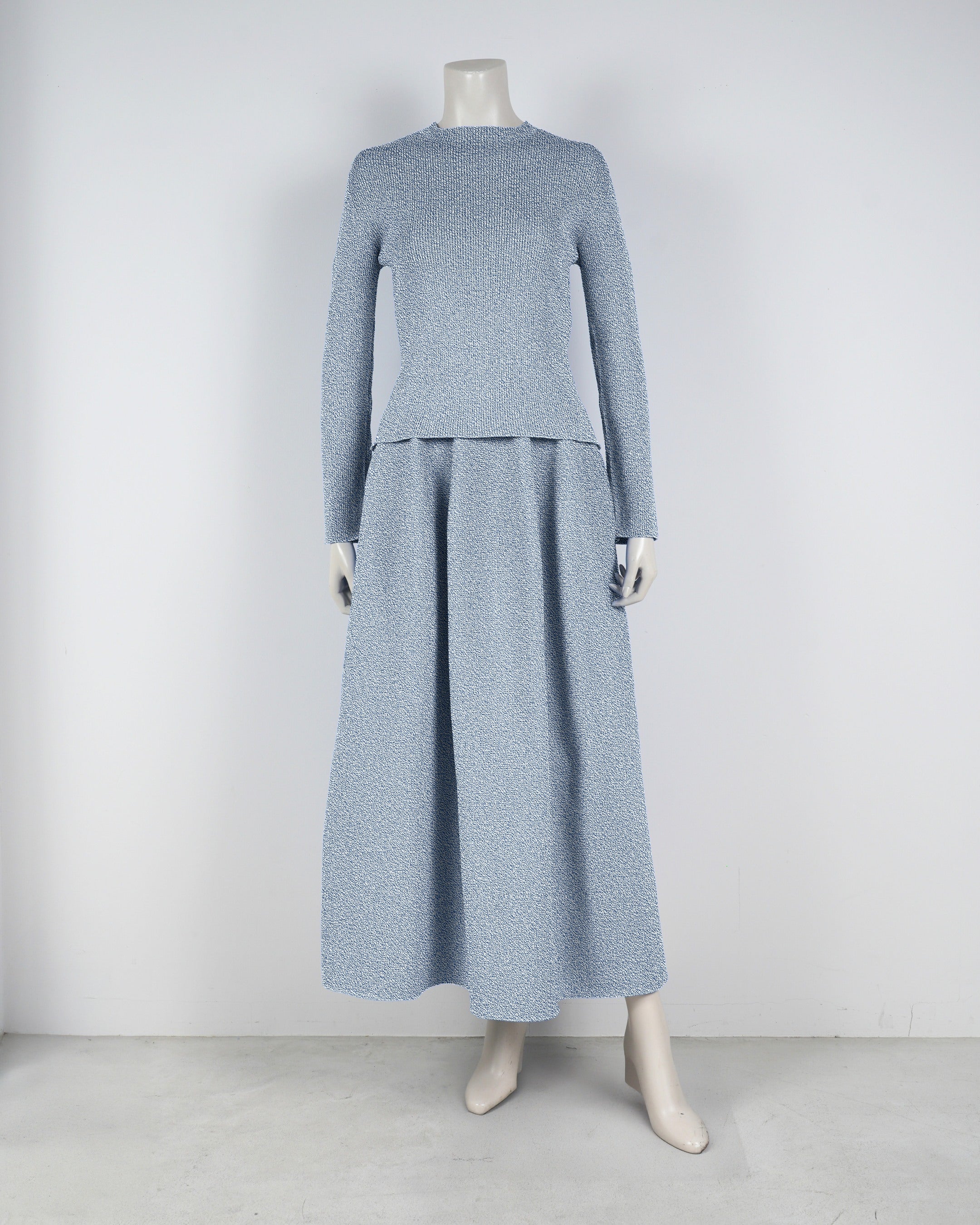長袖リブ×コクーンスカート【返品交換対象商品】