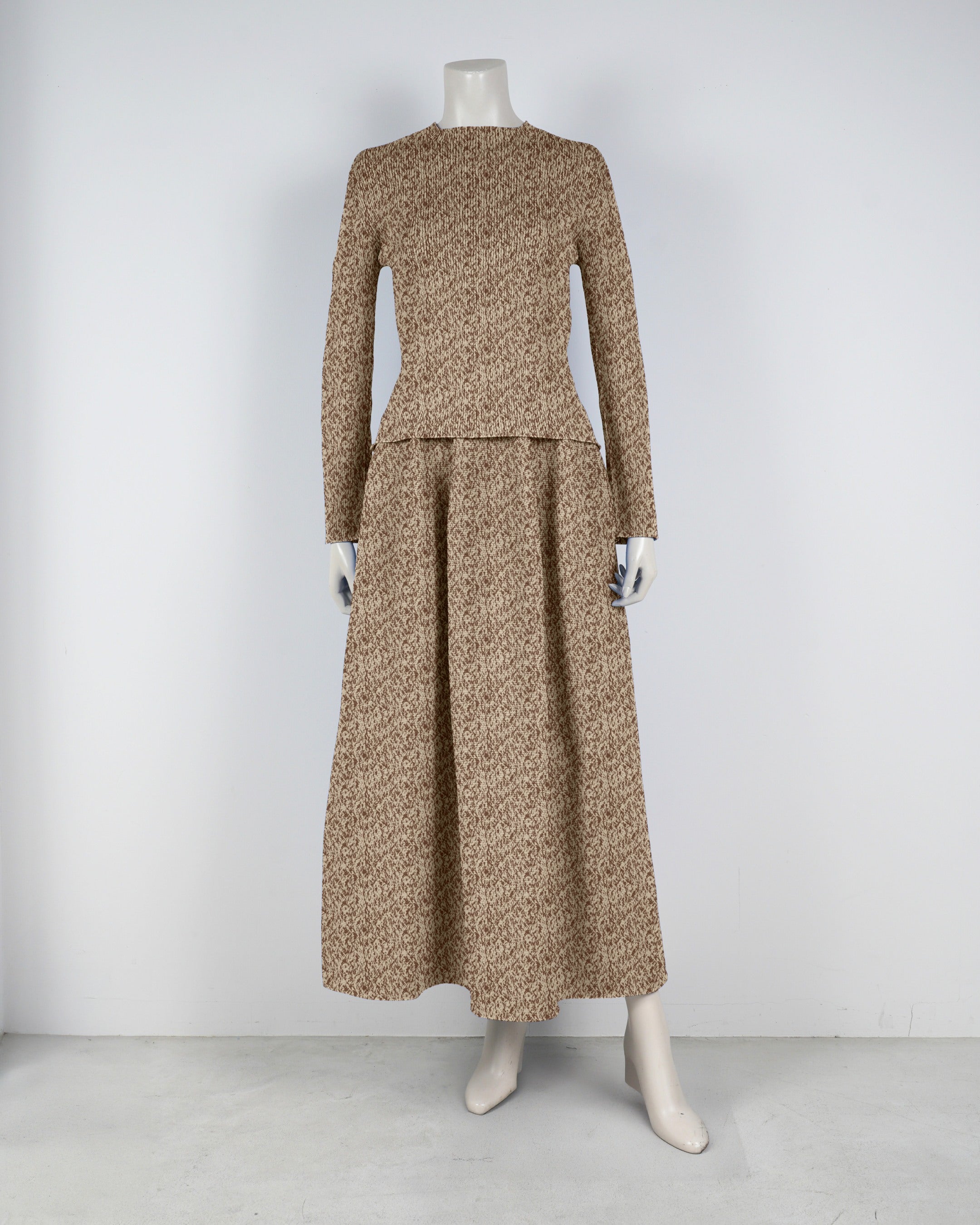 【ベストセラー】長袖リブプルオーバー×コクーンスカート【返品交換対象商品】