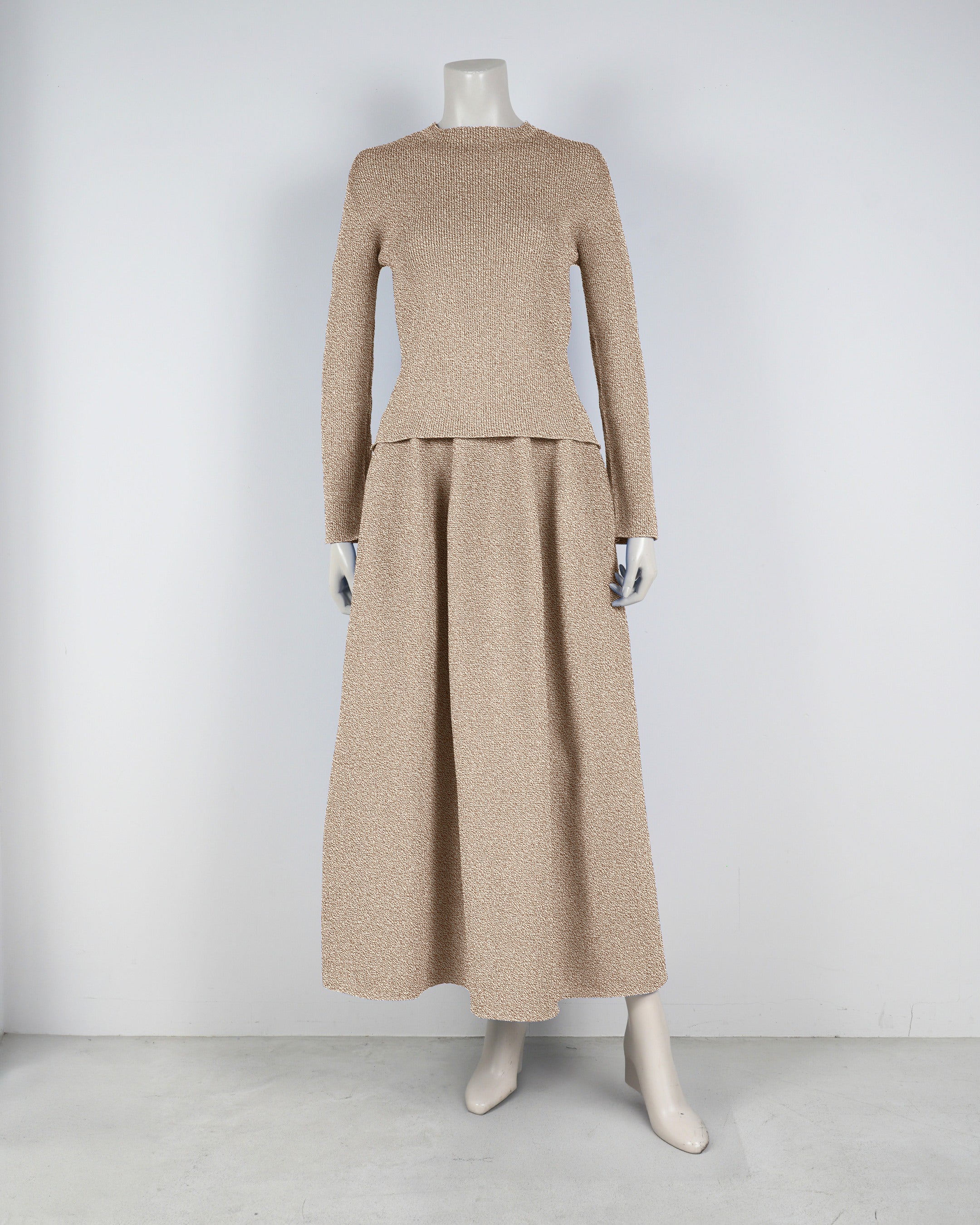 長袖リブ×コクーンスカート【返品交換対象商品】