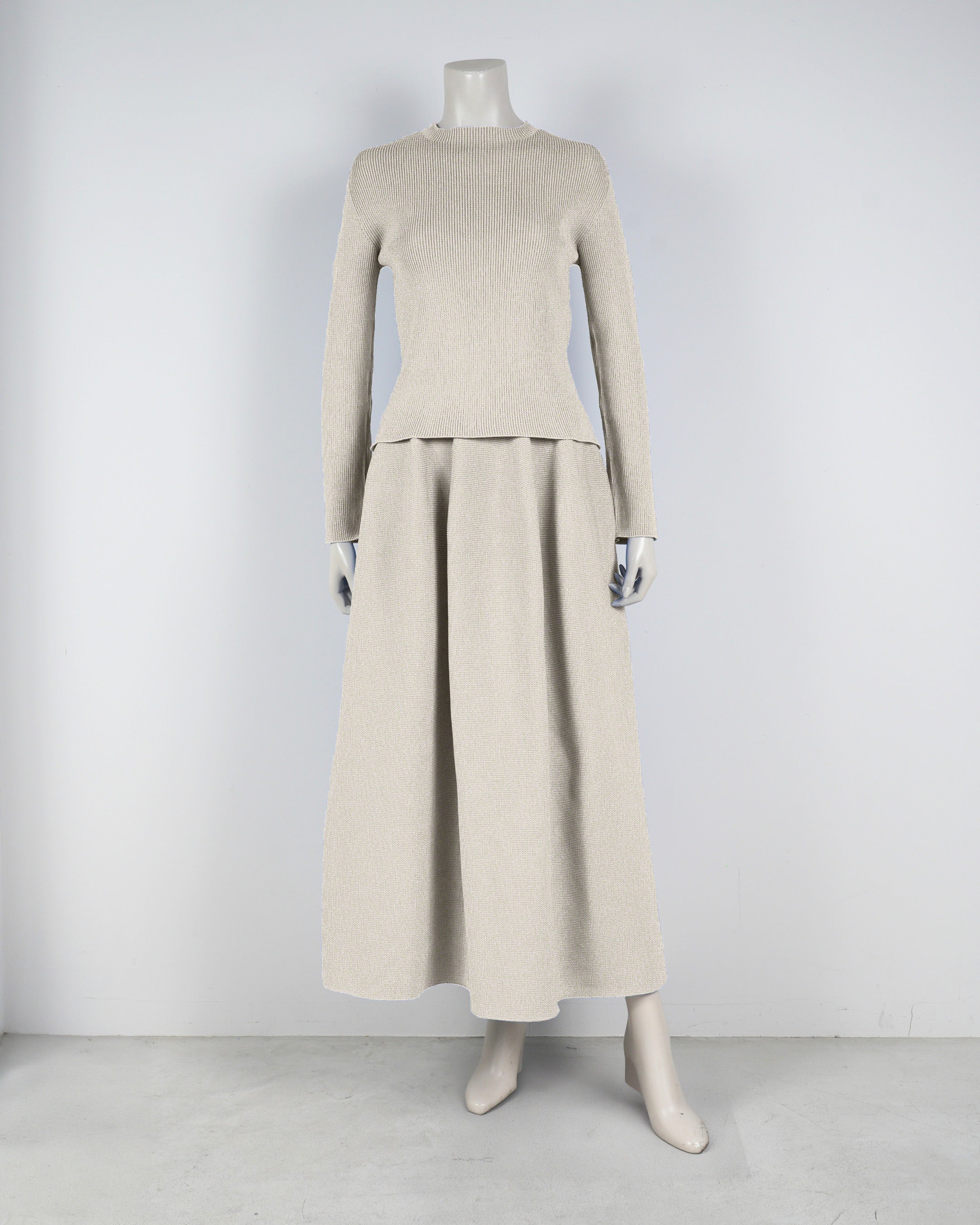 長袖リブ×コクーンスカート【返品交換対象商品】