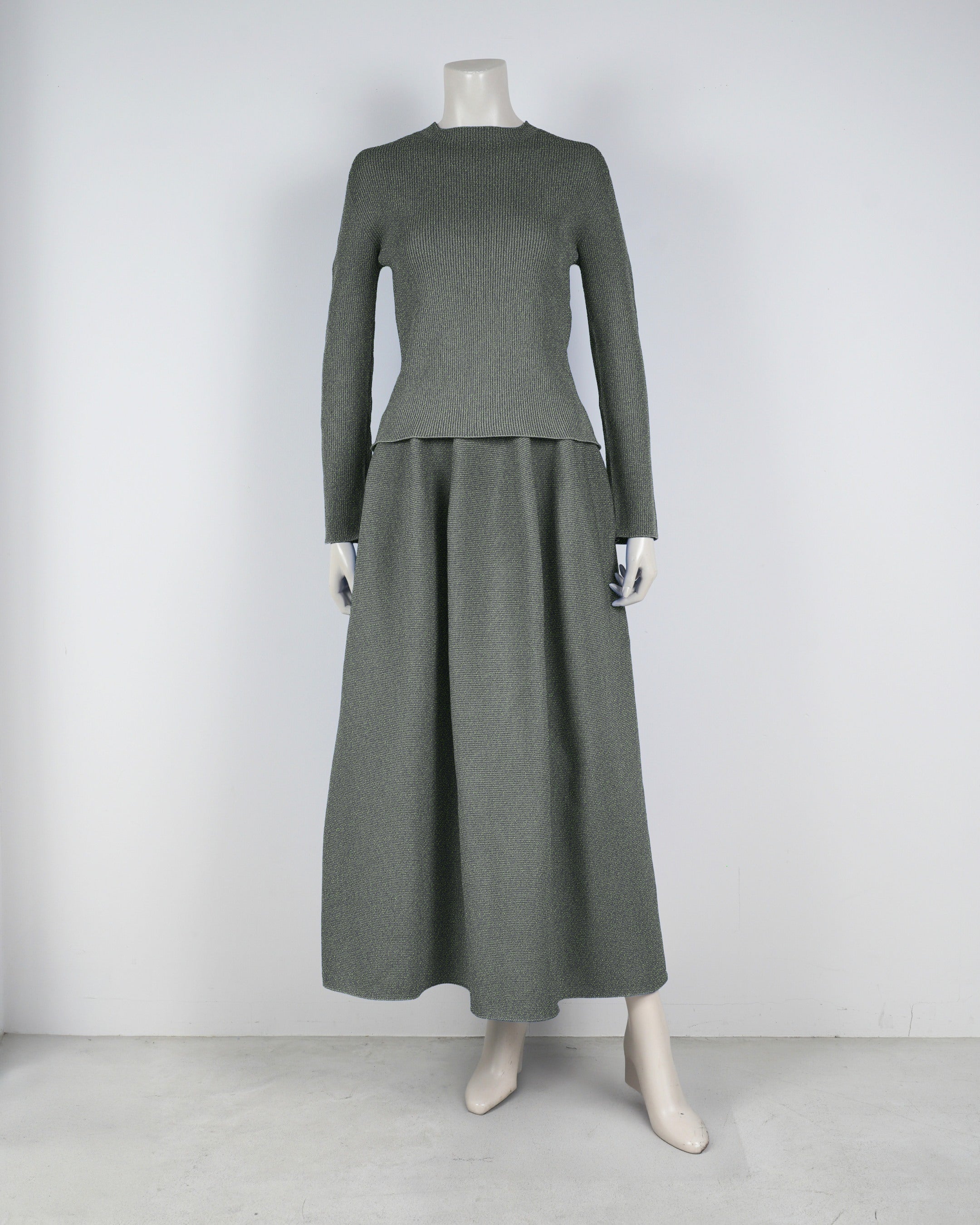 長袖リブ×コクーンスカート【返品交換対象商品】
