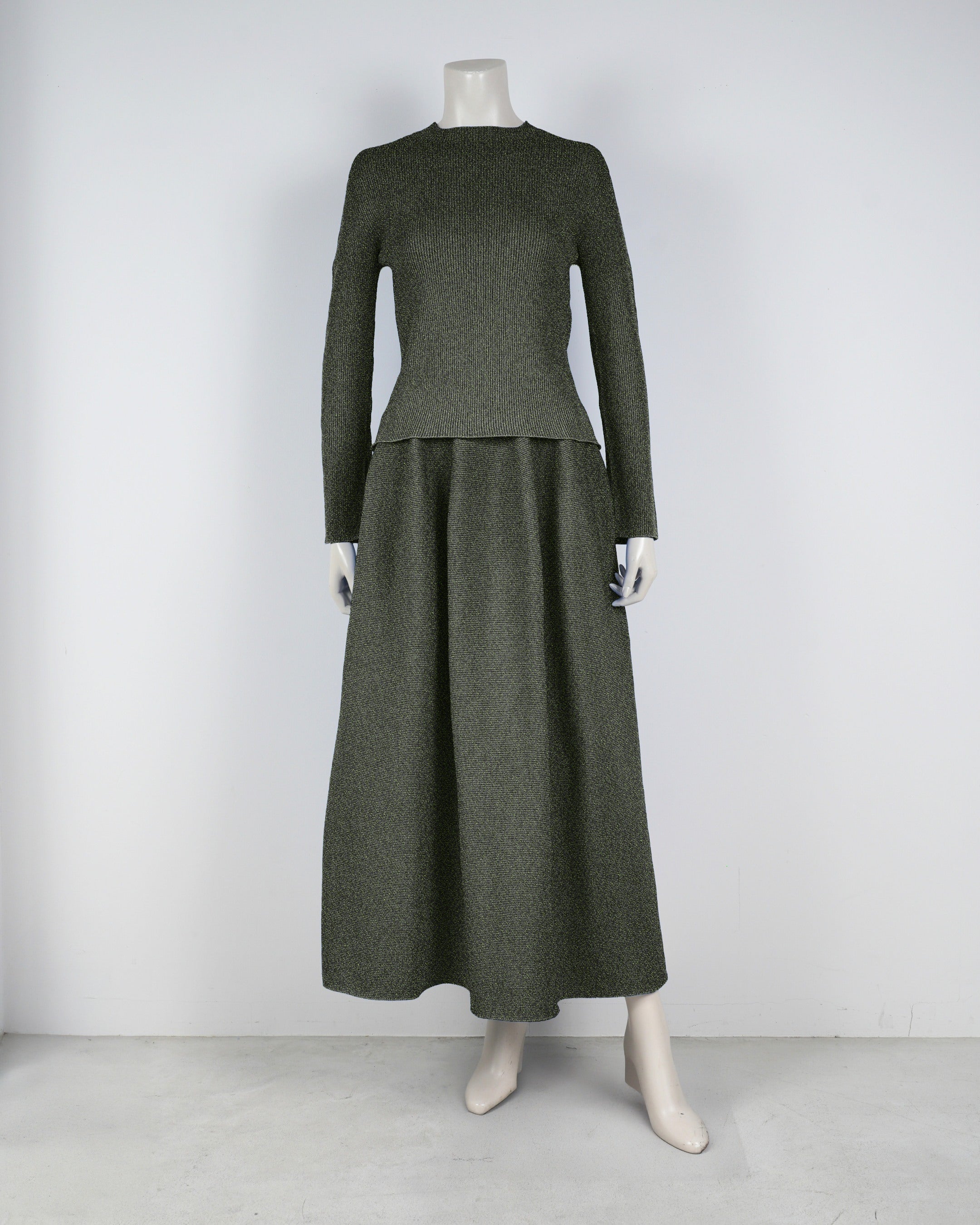長袖リブ×コクーンスカート【返品交換対象商品】