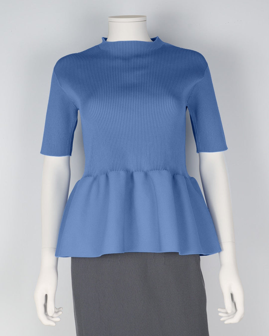 Short Sleeve Peplum Pullover｜24.サックス