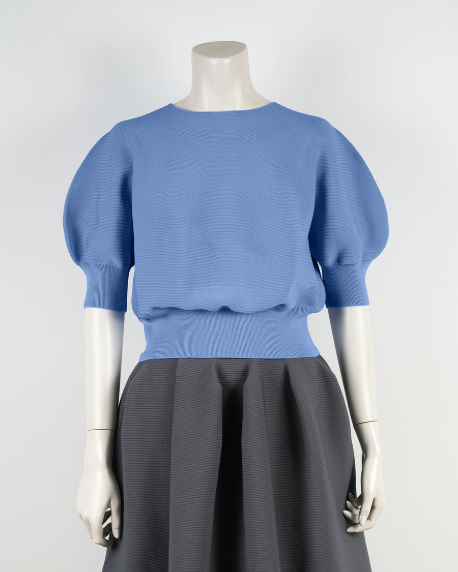 Short Sleeve Garter Stitch Pullover｜24.サックス