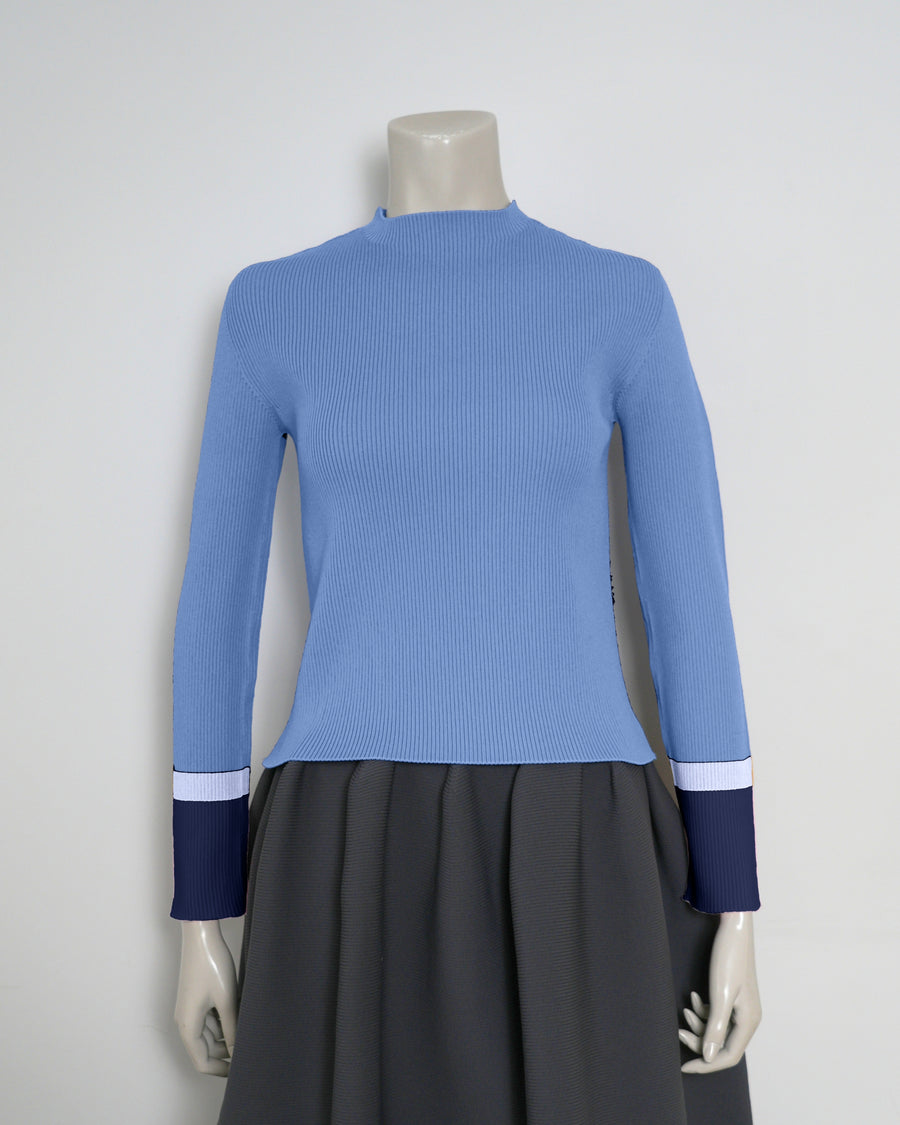 Patterned Ribbed Pullover-A｜24.サックス